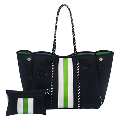 Neoprene Perforated Beach Bucket Bag – Two-in-One Mother-Child Tote, Large Swimming Sand-Proof Purse