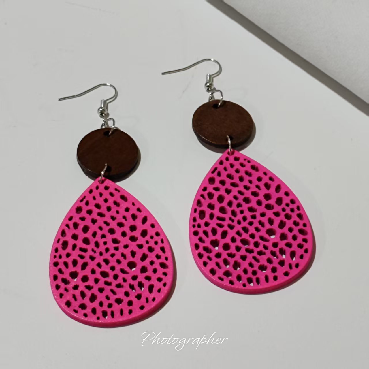 Bohemian Wood Disc and Leather Tassel Earrings