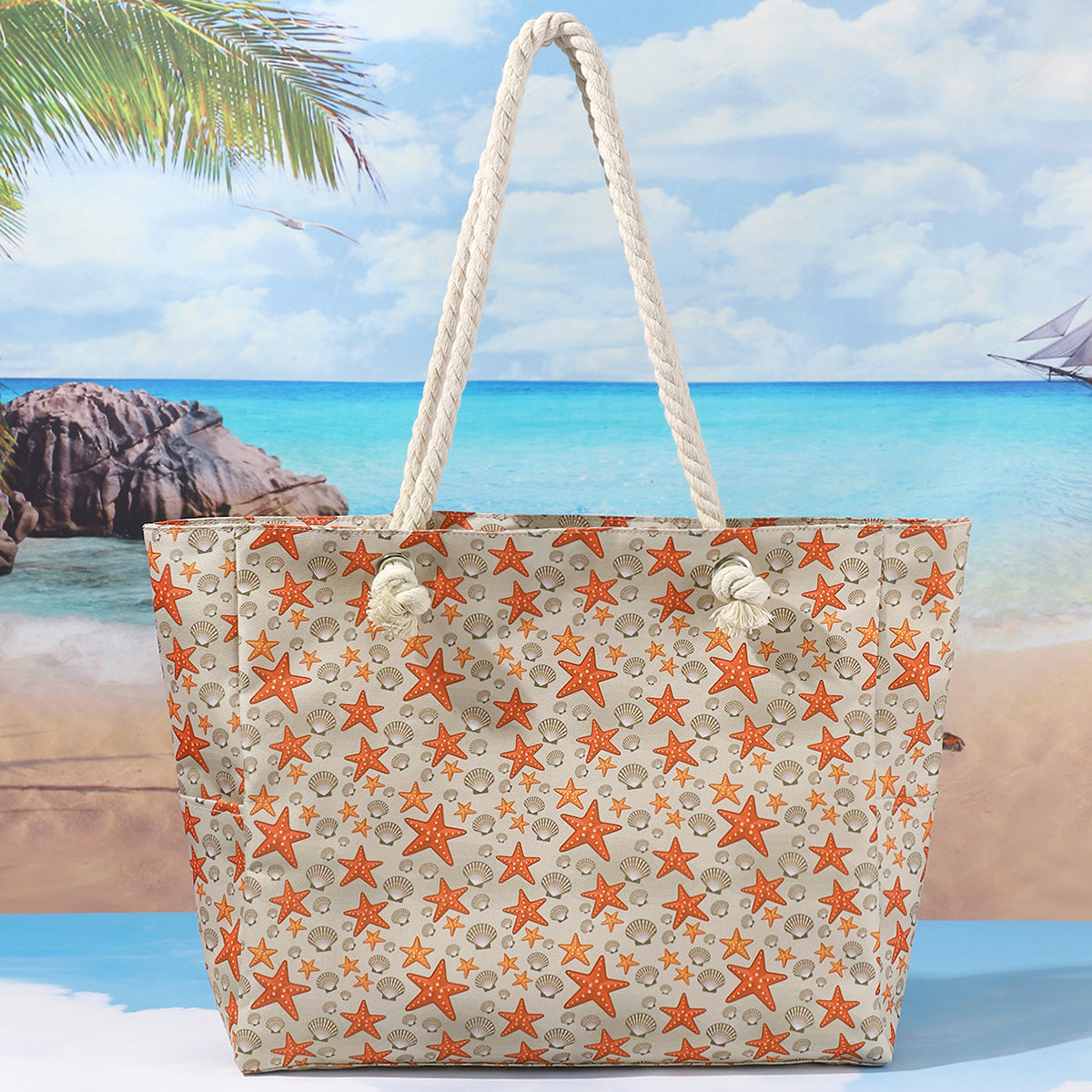 Bolso de playa estampado, bolso bandolera informal de gran capacidad, bolso de viaje de verano sencillo y moderno, ligero 