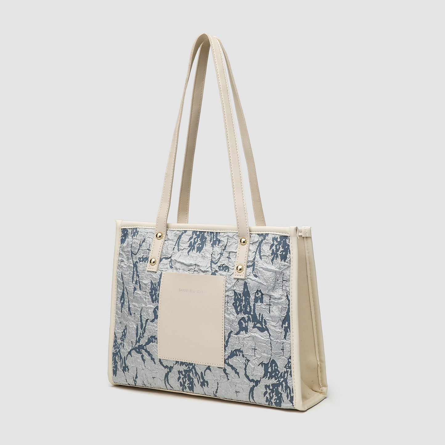 Bolso tote cuadrado de gran capacidad, bolso tote de invierno para mujer, bolso bandolera versátil y portátil de moda azul estampado para ir al trabajo 