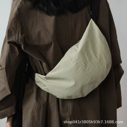 Bolso de nailon, bolso informal para mujer, bolso bandolera con correa ancha, bolso tipo luna sencillo y ligero 