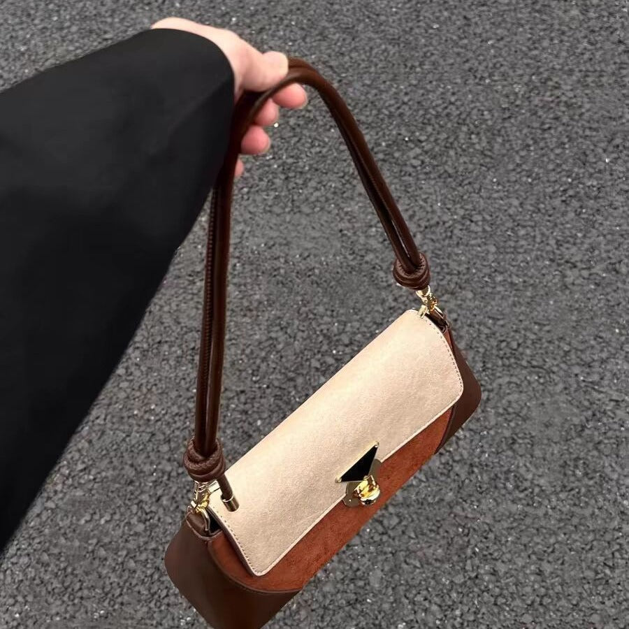 Bolso de hombro elegante, bolso baguette para la axila, bolso hobo de diseñador para mujer, exquisito bolso cuadrado 