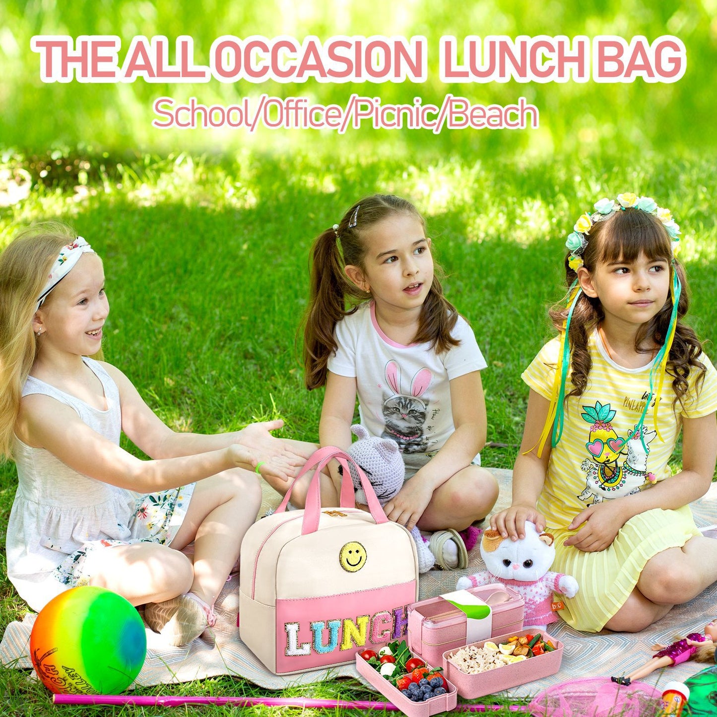 Bento bag, embroidered lunch bag, student lunch box handbag, fresh-keeping large-capacity thickened ice bag