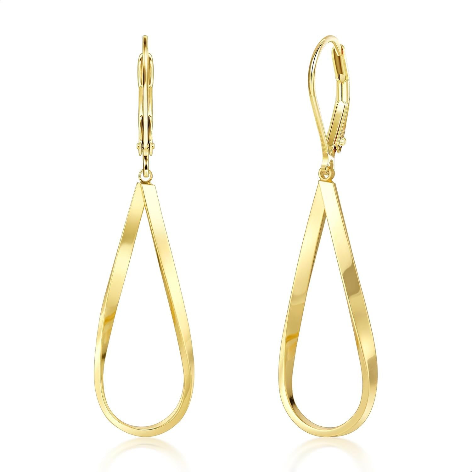 Gold Earrings for Women Hypoallergenic Leverback Drop Dangle Earrings Trendy 14K Gold Plated Twisted Spiral Teardrop Rhombus Heart Dangle Earring for Women Dainty Fashion Jewelry Gifts -dropshippingabc.com