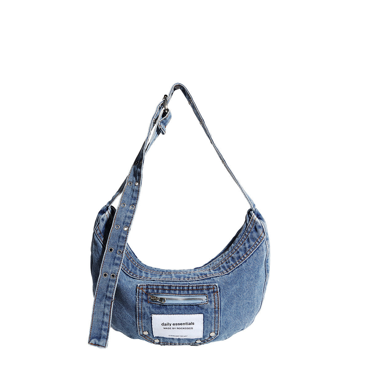 Bolso bandolera con estilo – Bolso hobo de diseño vintage con detalle de denim lavado para una elegancia cotidiana 