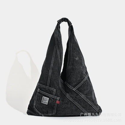 Bolso hobo de mezclilla lavada, bolso de hombro, bolso tote de gran capacidad, bolso versátil 