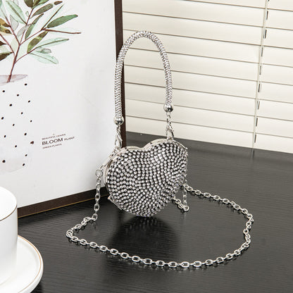 Bolso de cena con pedrería, mini bolso en forma de corazón, bolso pequeño y exquisito con brillo, bolso de gala, bolso de graduación, bolso de fiesta, bolso de mano para graduación, bolso de noche para boda 