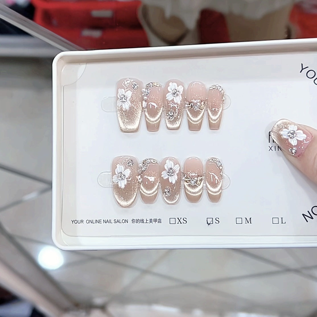 0987- Uñas postizas hechas a mano, de presión, removibles