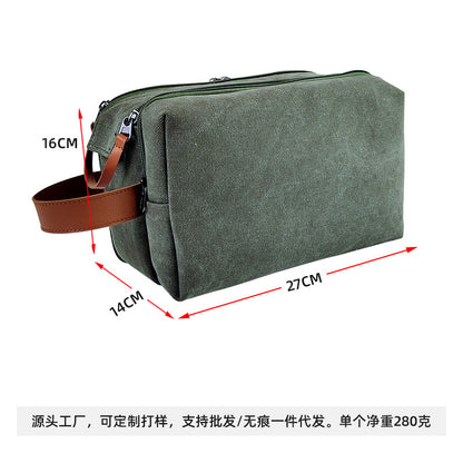 Large Capacity Men's Canvas Wash Bag – Durable Razor Storage & Cosmetic Bag with Ample Space for Travel Essentials
