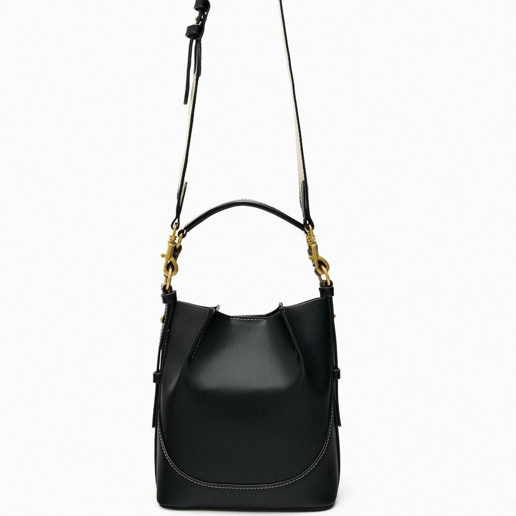 Bolso hobo portátil con cierre de cordón elegante - Bolso bandolera tipo cubo con cordón ajustable 