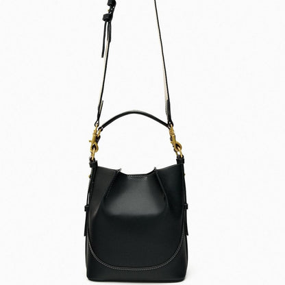 Bolso hobo portátil con cierre de cordón elegante - Bolso bandolera tipo cubo con cordón ajustable 