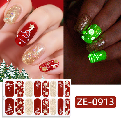 Christmas luminous nail polish film nail sticker, hot-selling Christmas tree adhesive nail sticker