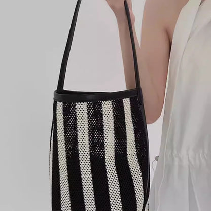 Elegante bolso de playa tipo cubo para mujer, ideal para el verano. Perfecto para vacaciones, para llevar al hombro o para el día a día. 