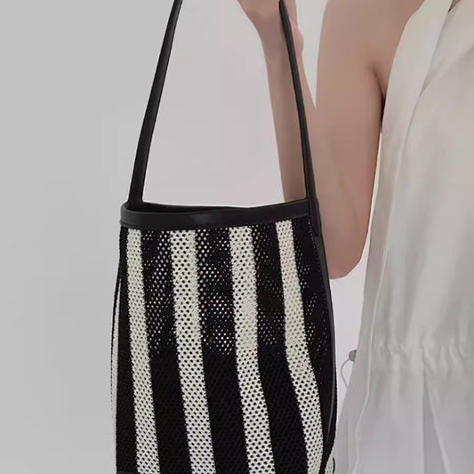 Elegante bolso de playa tipo cubo para mujer, ideal para el verano. Perfecto para vacaciones, para llevar al hombro o para el día a día. 