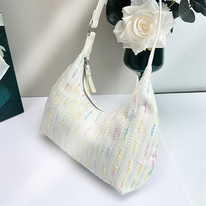 Bolso de hombro de punto chic - Bolso de lona elegante para mujer, ideal para el verano, y bolso hobo pequeño para niñas 