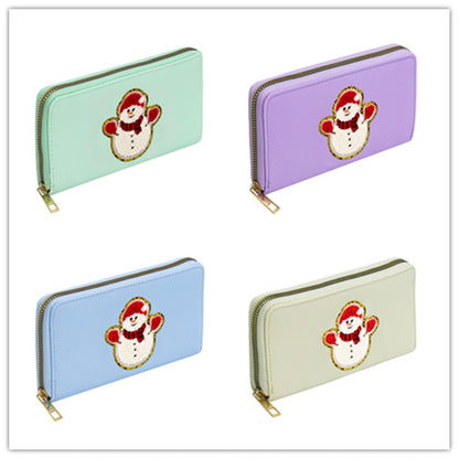 Cartera bordada con el alfabeto para mujer, monedero largo, tarjetero de nailon con cremallera, monedero multifuncional 