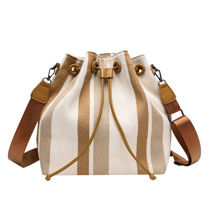 Bolso bandolera elegante de lona para mujer – Bolso tipo cubo de hombro a la moda, bolso tote pequeño vintage estilo universitario portátil 