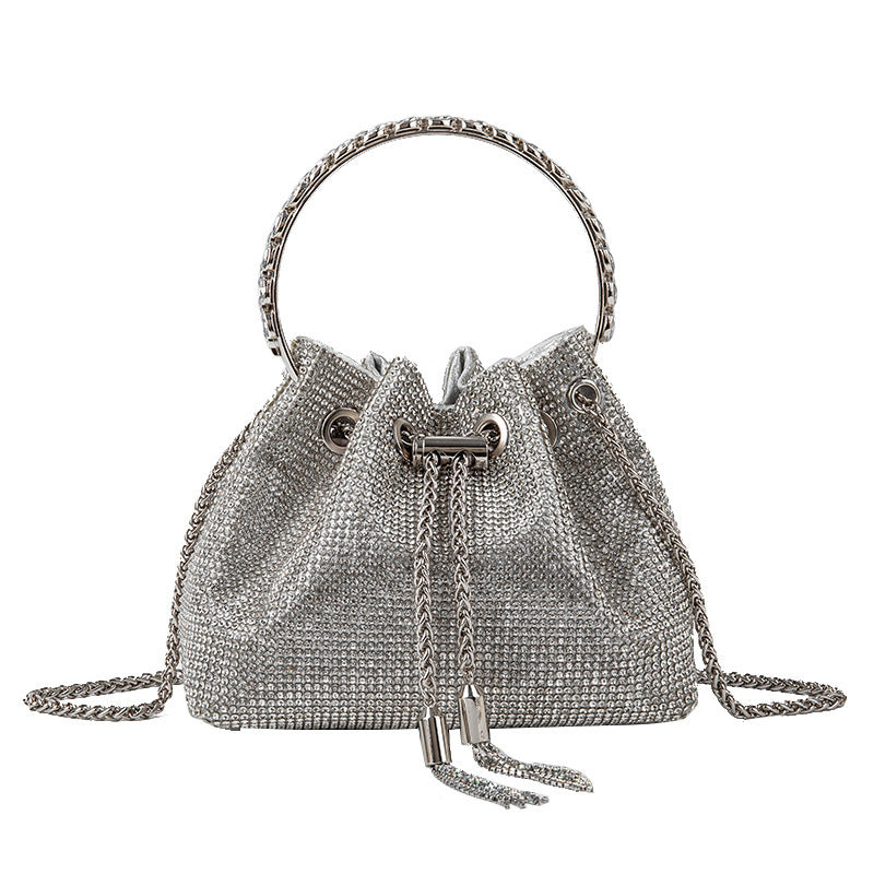 Bolso bandolera mini tipo cubo de diseño elegante con diamantes
