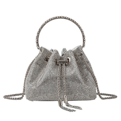 Bolso bandolera mini tipo cubo de diseño elegante con diamantes