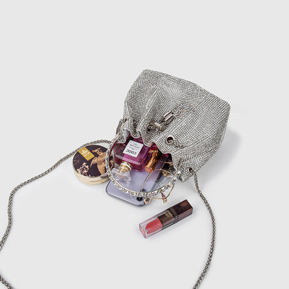 Bolso bandolera mini tipo cubo de diseño elegante con diamantes