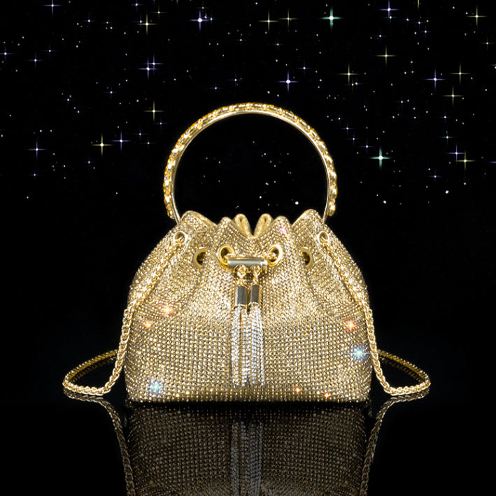 Bolso bandolera mini tipo cubo de diseño elegante con diamantes
