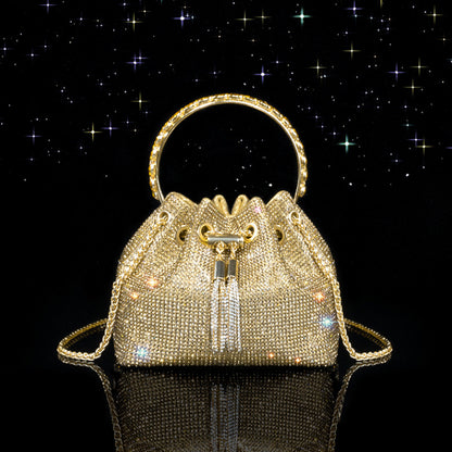 Bolso bandolera mini tipo cubo de diseño elegante con diamantes