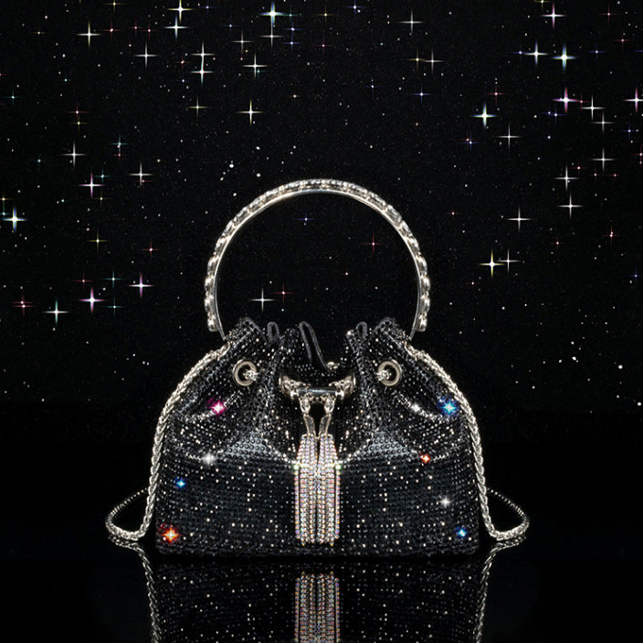 Bolso bandolera mini tipo cubo de diseño elegante con diamantes