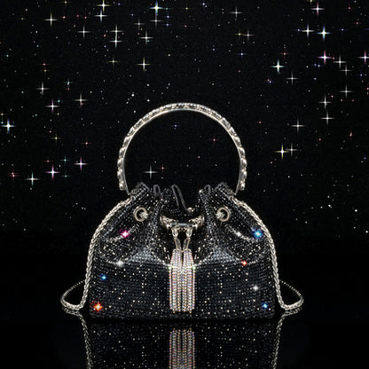 Bolso bandolera mini tipo cubo de diseño elegante con diamantes