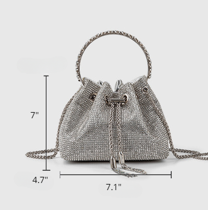 Bolso bandolera mini tipo cubo de diseño elegante con diamantes