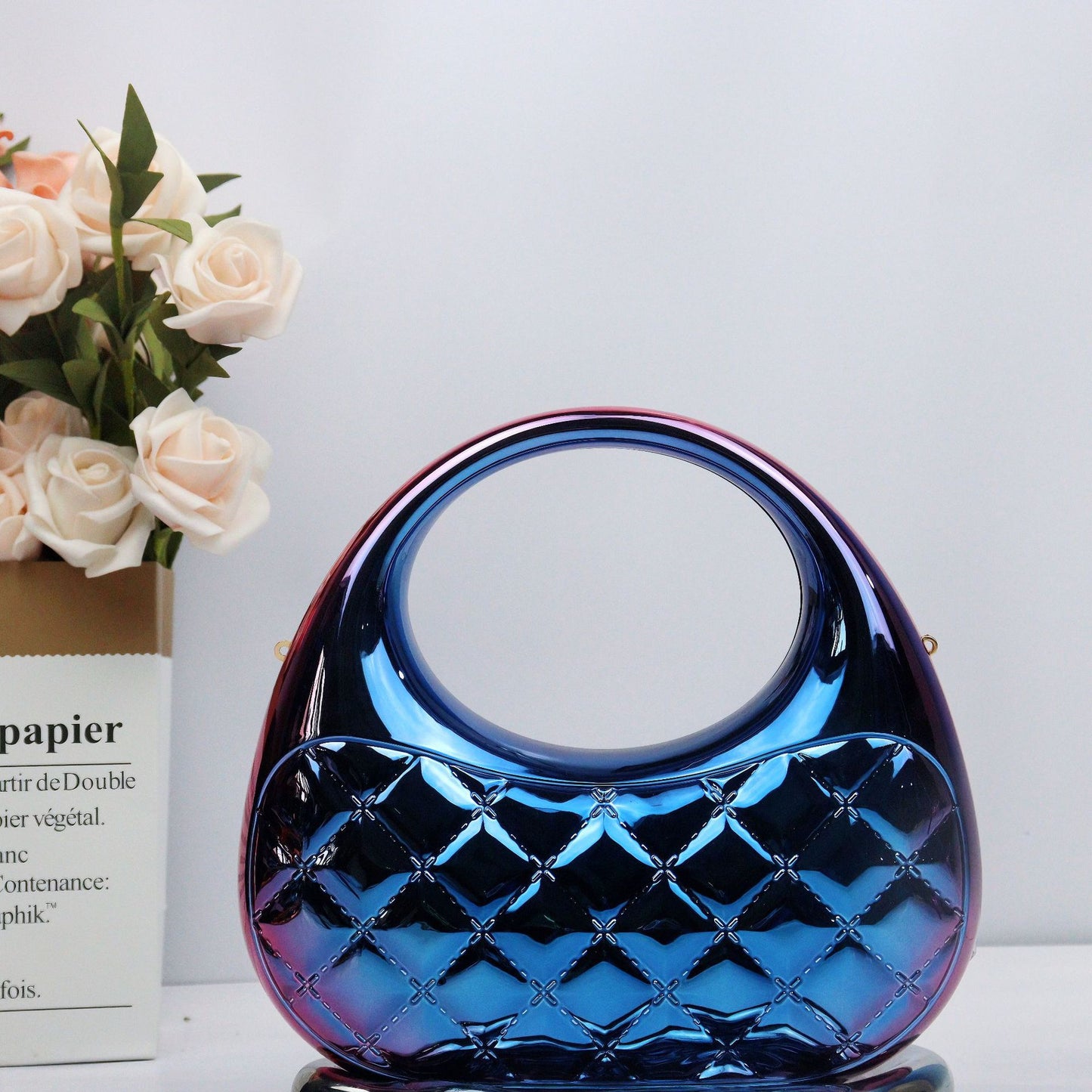 Bolso acrílico brillante tipo concha, bolso de noche brillante y colorido, bolso de mano informal, bolso de fiesta, bolso de graduación, bolso de fiesta, bolsos de graduación, bolso de mano. 