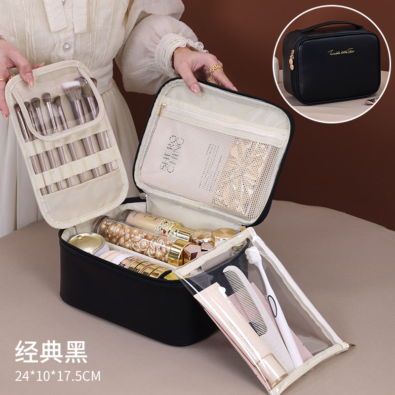 Makeup bag with compartments, makeup bag organizer, 6 large divisions portable large capacity high-end makeup bag, travel makeup brush cosmetic storage bag