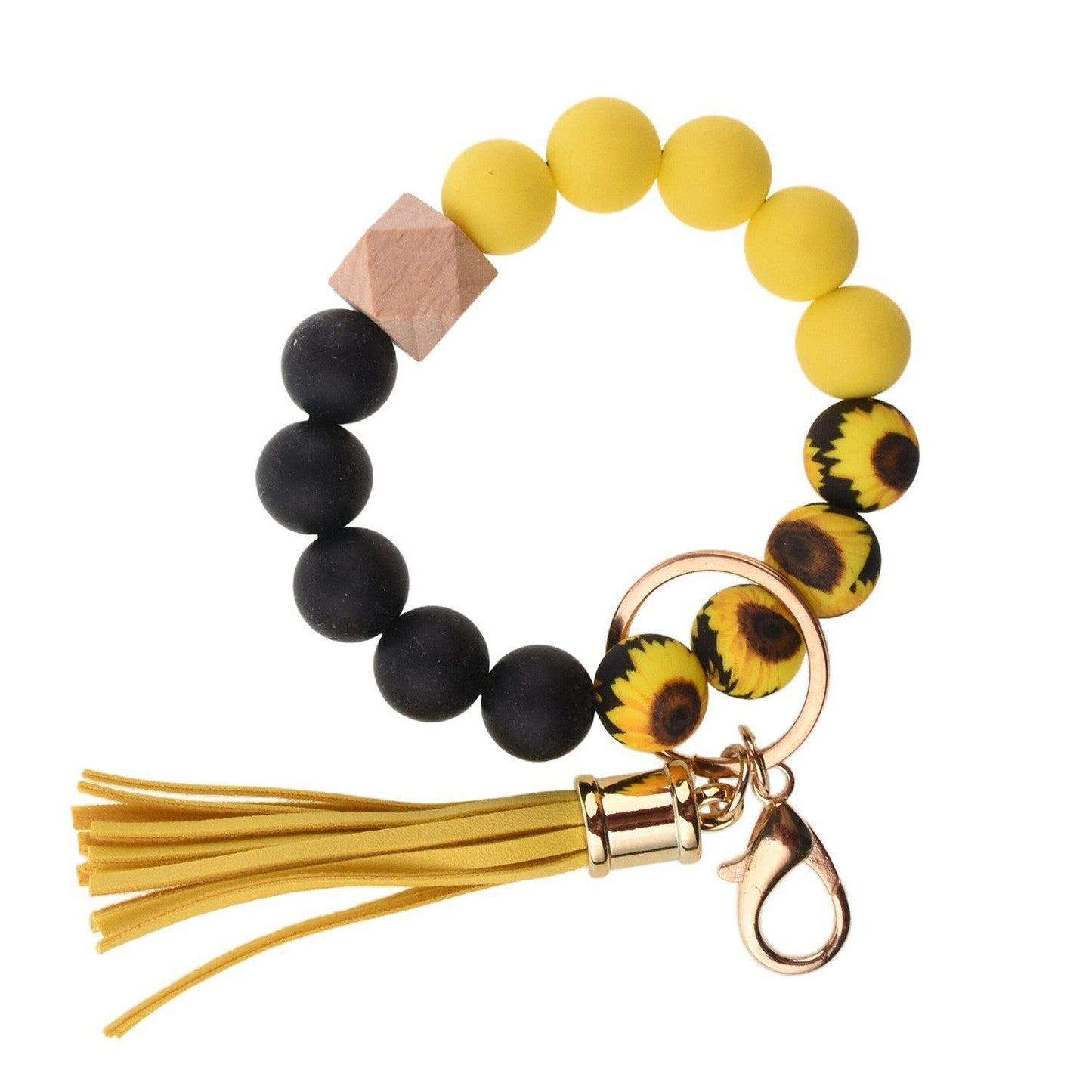 Llavero con borla de PU para bolso de mujer, llavero de silicona con cuentas, pulsera, llavero de coche, bonito soporte para mujeres y niñas. 