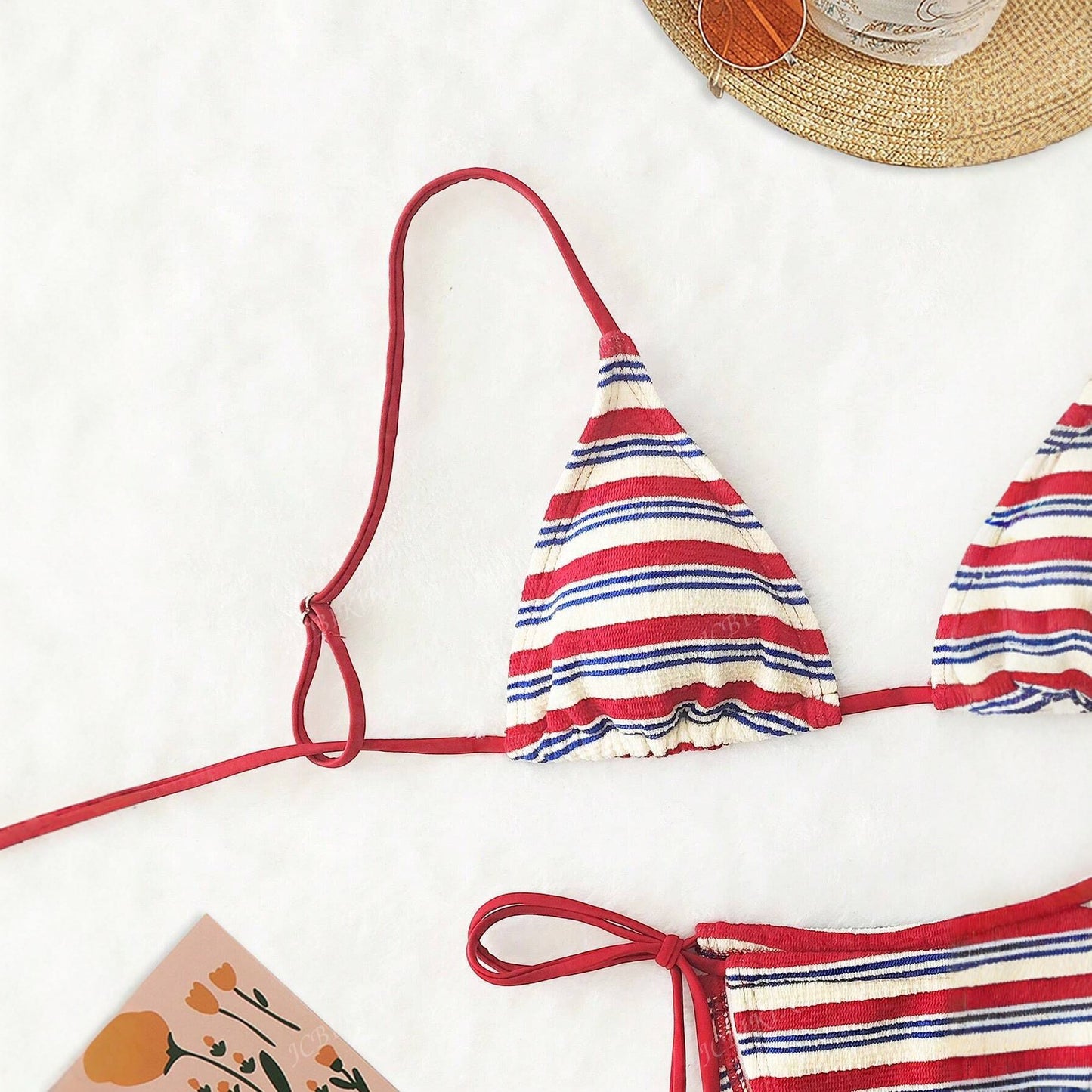 Special Fabric Striped Low Waist Bikini Sexy Two Piece Swimwear for Women