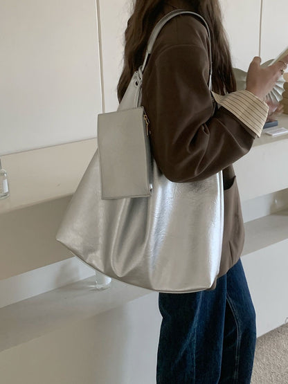 Bolso hobo informal y versátil para mujer, bolso Pitot suave de gran capacidad, bolso de hombro 2 en 1 para estudiantes. 