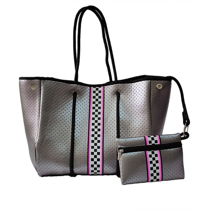 Neoprene Perforated Tote Set – Mother-Child Beach Bag, Water-Resistant Gym & Swim Duffle