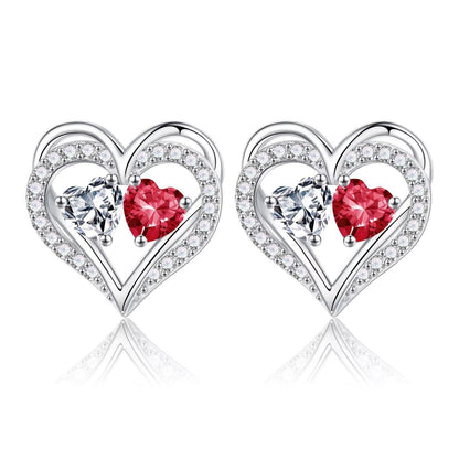 Sterling Silver Birthstone Heart Earrings new