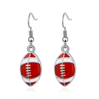 Rhinestone Football & Rugby Earrings for Women - Sparkling Sports Fan Dangle Drop Stud Earrings -dropshippingabc.com