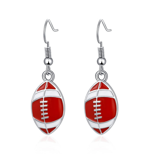 Rhinestone Football & Rugby Earrings for Women - Sparkling Sports Fan Dangle Drop Stud Earrings -dropshippingabc.com