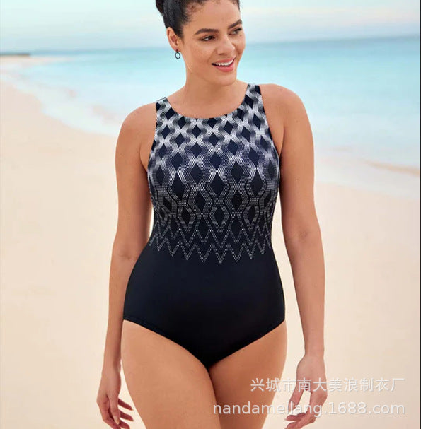 Plus Size One Piece Swimsuit Floral Print Women's Bikini Swimwear