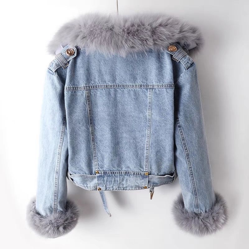 Denim Jacket w Detachable Faux Fur Liner