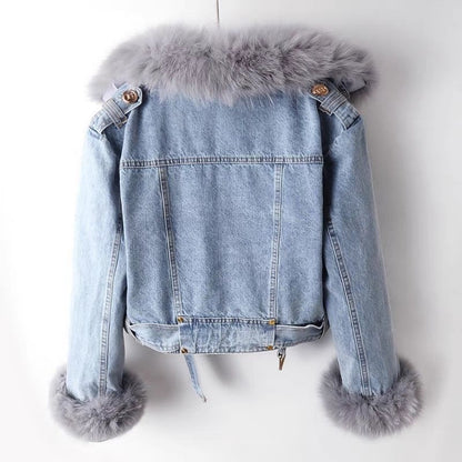 Denim Jacket w Detachable Faux Fur Liner