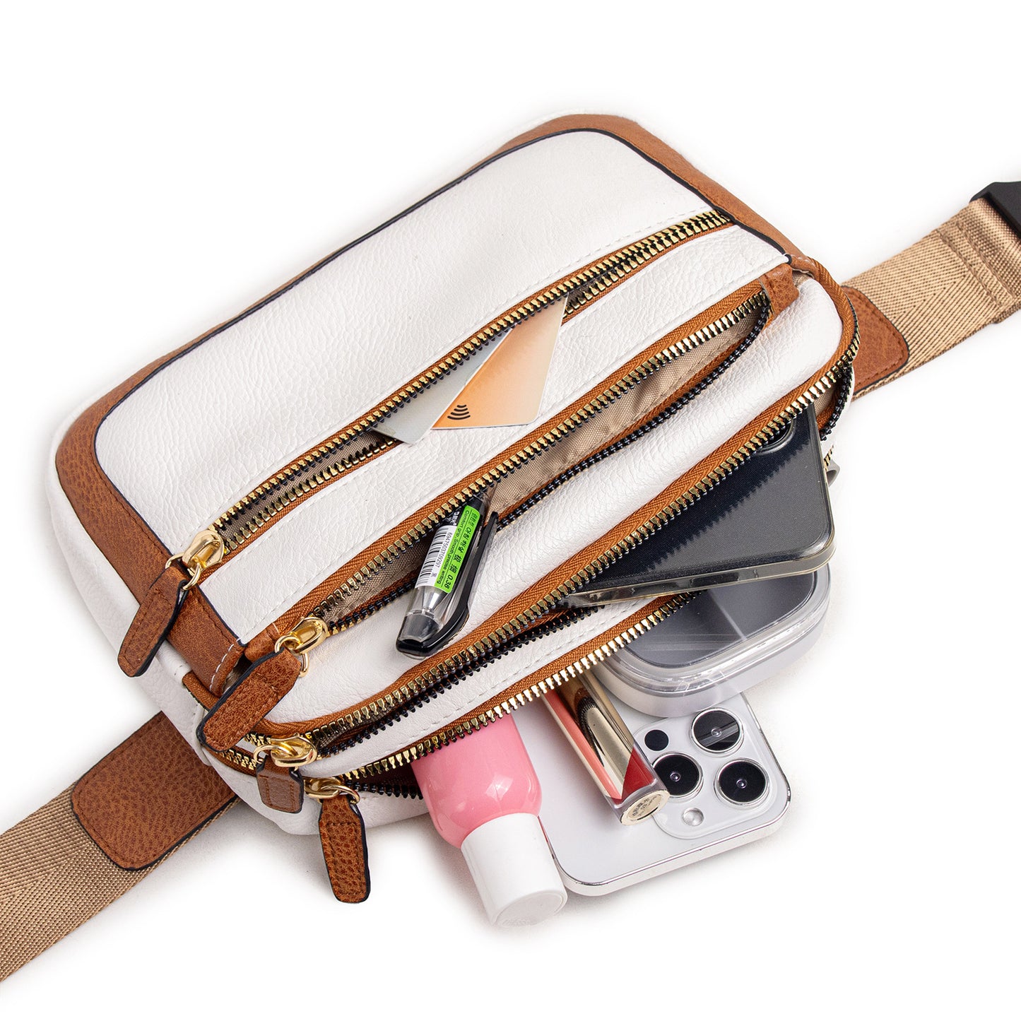 Riñonera multifuncional de moda: bolso de hombro ajustable, ideal para viajes, deportes y correr. Confeccionada en piel vegana. Bolso bandolera elegante para mujer. 