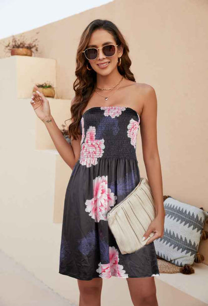 Beach Dress Floral Medium and Long Dress Bohemian Strapless Printed Chest Wrap Skirt