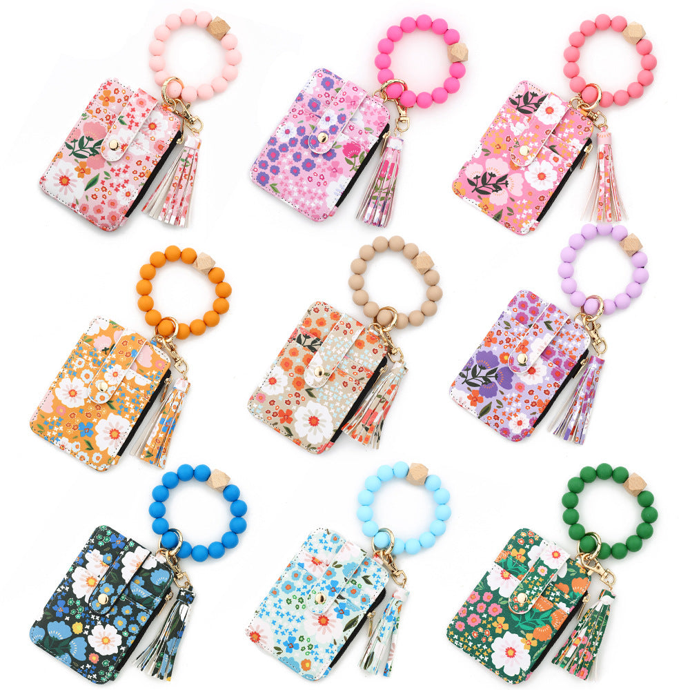 ID bag, silicone bracelet, floral folded edge card bag, TK printed leather wallet, keychain. -dropshippingabc.com