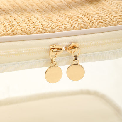 Large capacity PVC straw makeup bag for women,Portable travel toiletry bags, cosmetics portable storage bags, lightweight makeup bags,