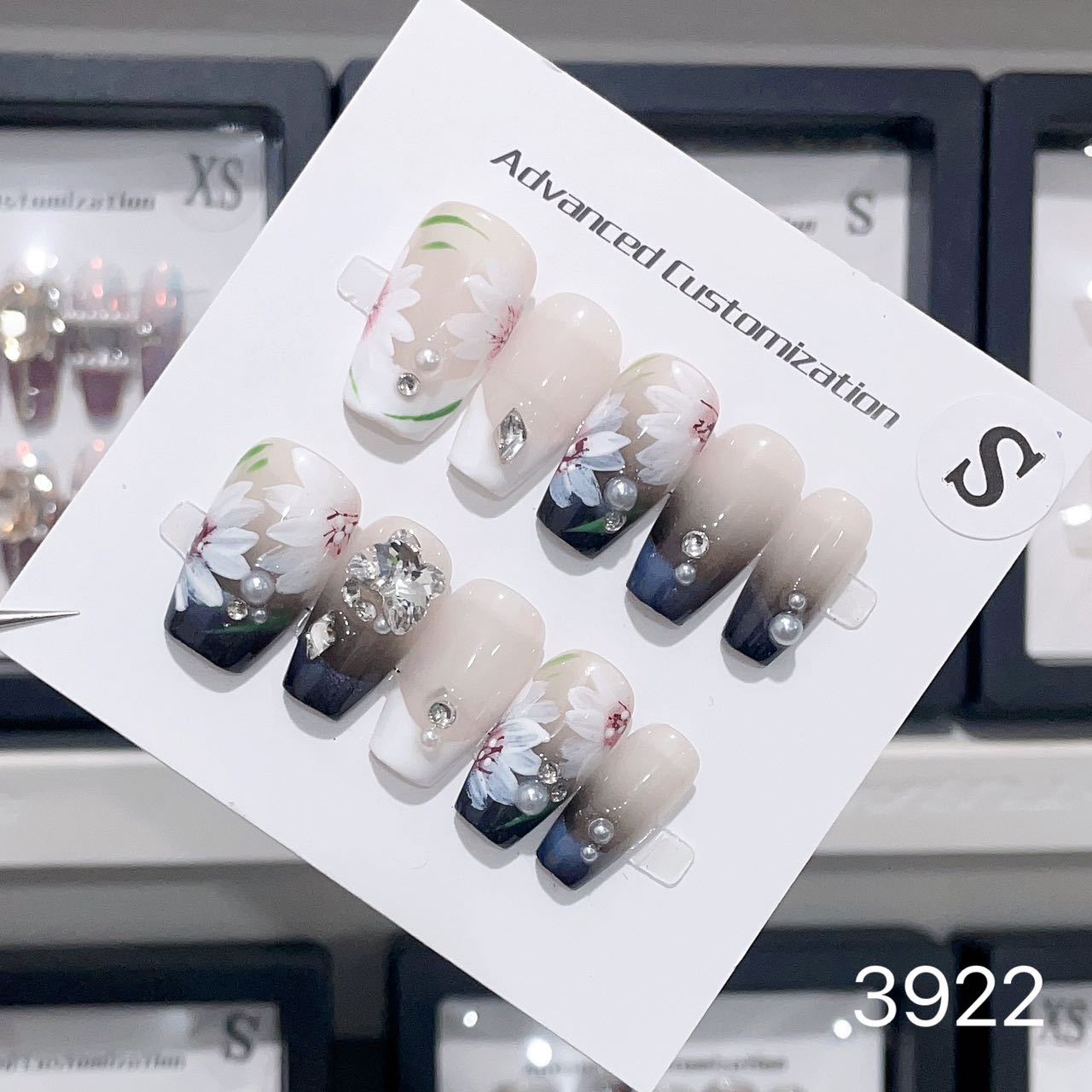 1025- Uñas postizas hechas a mano, de presión, removibles