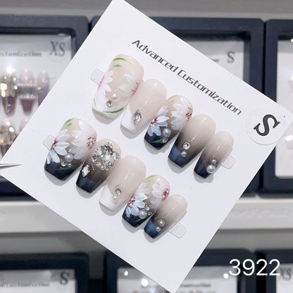 1025- Uñas postizas hechas a mano, de presión, removibles