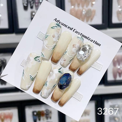 1025- Uñas postizas hechas a mano, de presión, removibles