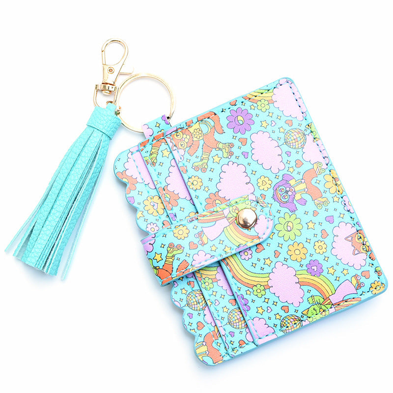 Women's Keychain Card Holder - Printed Front Pocket Wallet for Credit Cards & ID -dropshippingabc.com