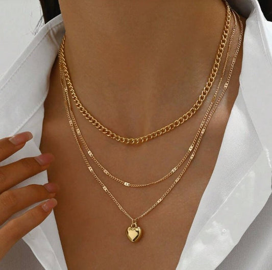 Gold Plated Layering Necklace Set for Women - 5-Piece Cuban, Snake, Paperclip, Rope & Twist Chain Collection -dropshippingabc.com